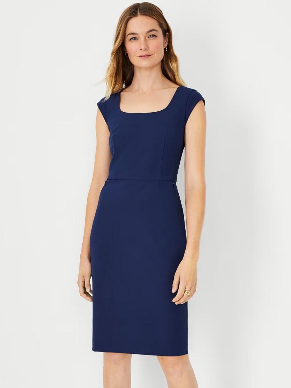 Ann Taylor Scoop Neck Zip Pocket Dress in Bi-Stretch